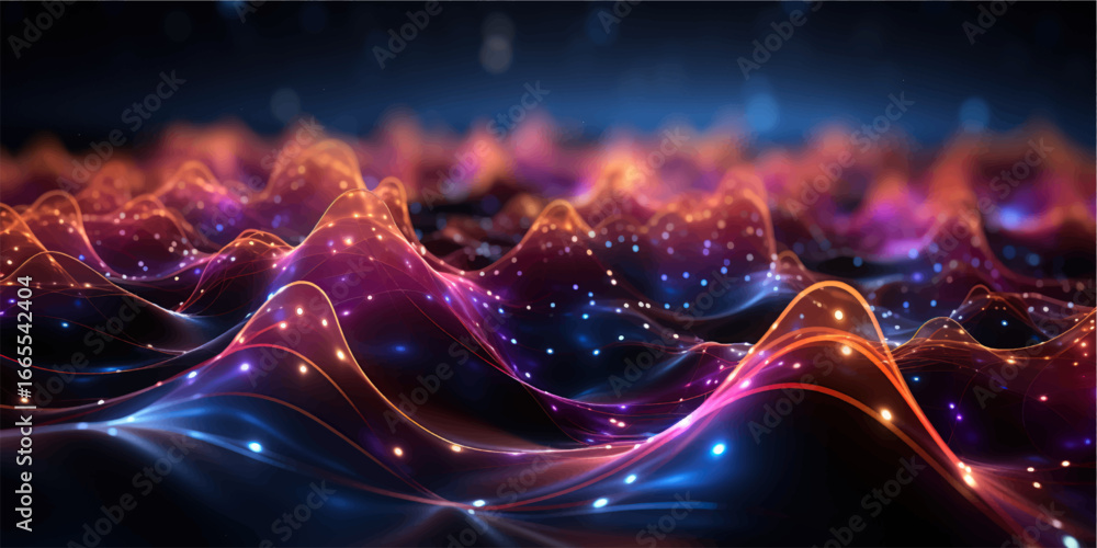 Fototapete quantum data flow, tech background. future technology digital abstract background concept. 3d render