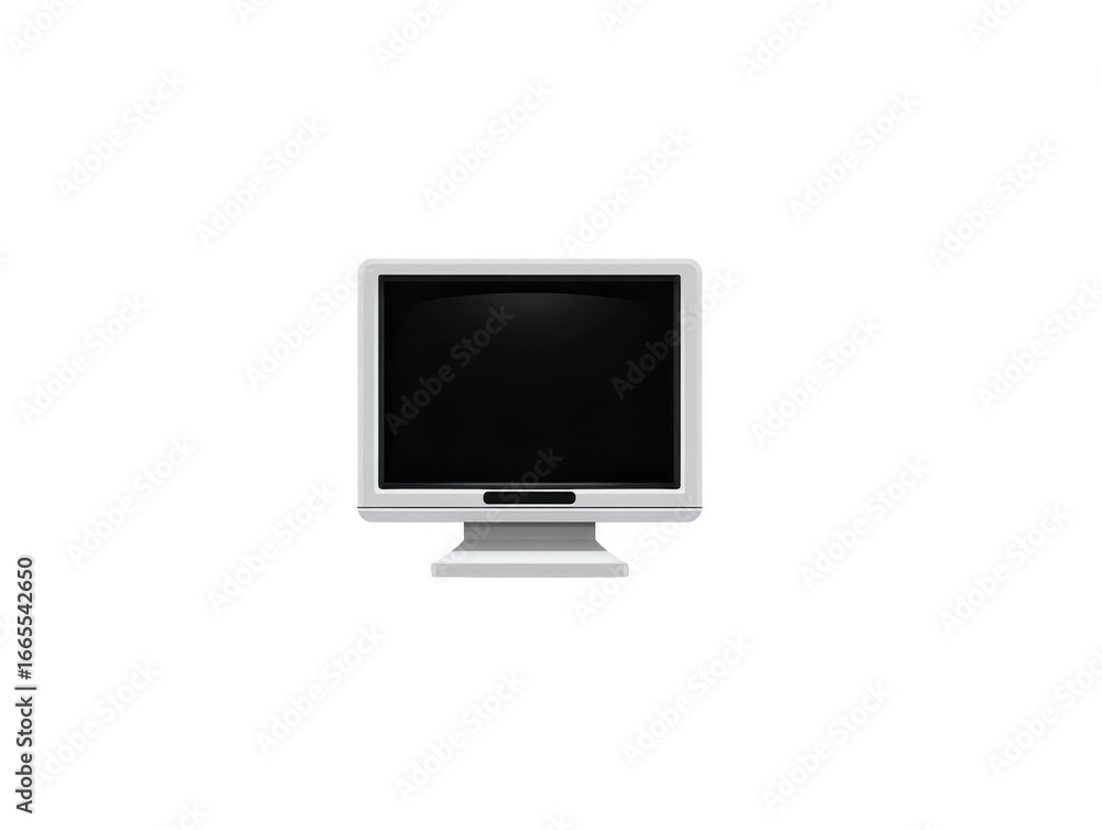 Poster flat screen computer monitor, modern display, isolated on transparent background, technology device 
