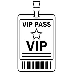 VIP pass icon with transparent background featuring exclusive event access and membership design for entertainment and special event concept
