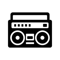Boom box icon with transparent background featuring retro portable stereo design for music, entertainment, and 1980s concept
