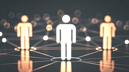 Glowing Digital Web of Interconnected Human Figures