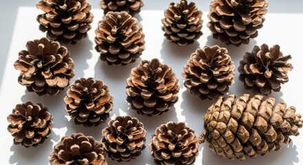 Collection of Pinecones on White Surface in Natural Light