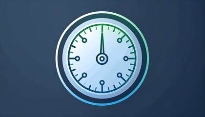 A stylized, outlined clock face, set against a gradient background, displays a specific time, highlighting a sense of precision and time management.