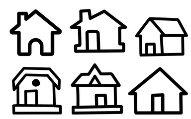 house icon set, house silhouette on white background