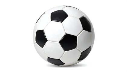 Classic black and white soccer ball on white background