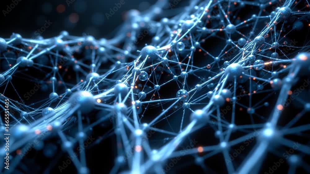 Poster network of knowledge: a stunning visual representation of interconnected nodes and pathways, symboli