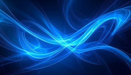 Blue Abstract Light Waves Background.