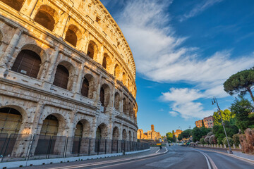 Rome Italy, city skyline at Rome Colosseum