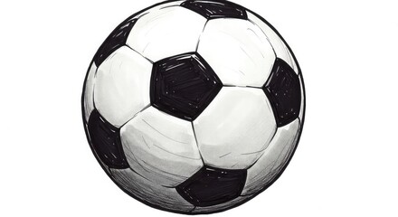 Close-up view of a classic black and white soccer ball.