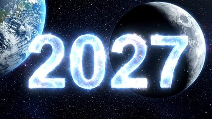 Space Travel in 2027 with Earth and Moon. - Powered by Adobe