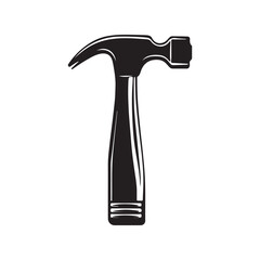 Claw Hammer Isolated Black and White on White Background
