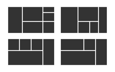Set of pictures or photos collage with bento grid layout