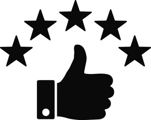 Five Star Rating Symbol with a Thumbs Up a Symbol of Customer Satisfaction and High Quality Service