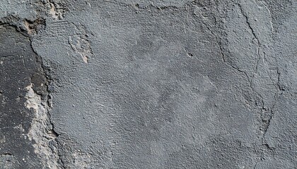 Naklejka premium A close-up view of a weathered, textured gray concrete surface, displaying cracks and variations in tone.