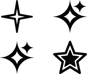 Diverse Starry Shapes Shining Bright A Collection of Graphic Icons Depicting Sparkling and Twinkling Stars in Various Stylized Designs