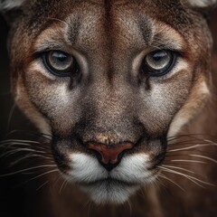 Close-up of a puma&acirc;&euro;&trade;s intense eyes and whiskers. --