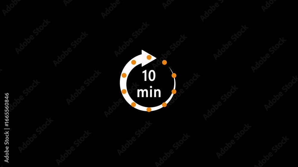 Poster 10 minute timer symbol, isolated on transparent white background with alpha channel. 10 min time cir