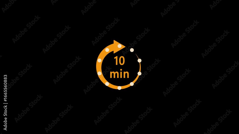 Poster 10 minute timer symbol, isolated on transparent white background with alpha channel. 10 min time cir