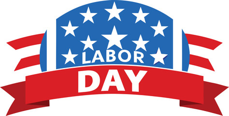 Labor day banner with american flag colors red white and blue stars and stripes vector illustration