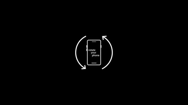 Rotate your phone animation. Device rotation symbol with text animation Please rotate your phone this video is horizontal.