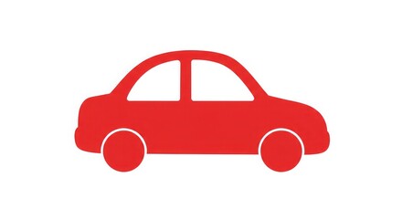 Simple red car side view icon illustration.