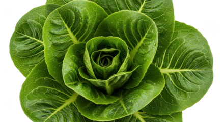 Fresh green romaine lettuce head close-up studio shot vibrant healthy vegetable