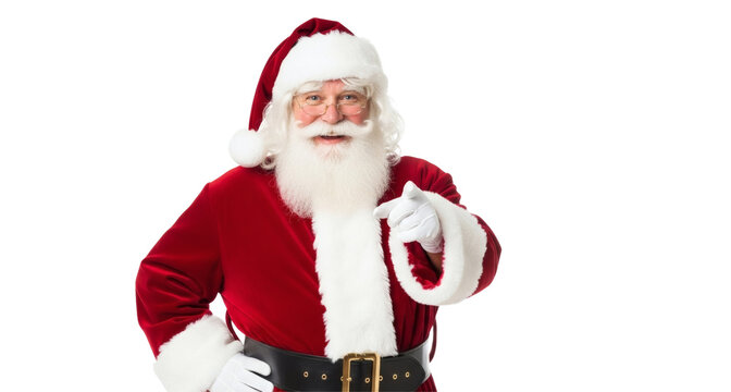 Santa claus pointing at you christmas holiday season festive cheer merry xmas on transparent background