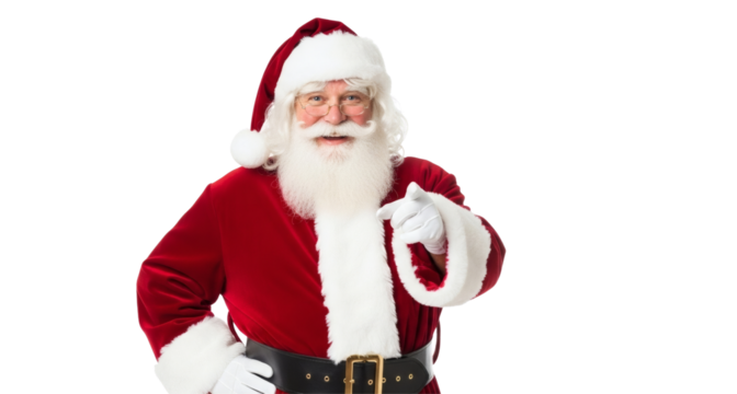 Santa claus pointing at you christmas holiday season festive cheer merry xmas on transparent background