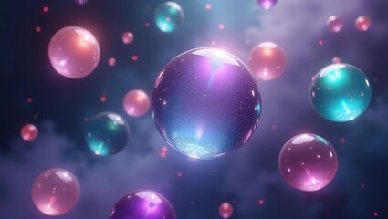 Abstract Floating Bubbles in Neon Light