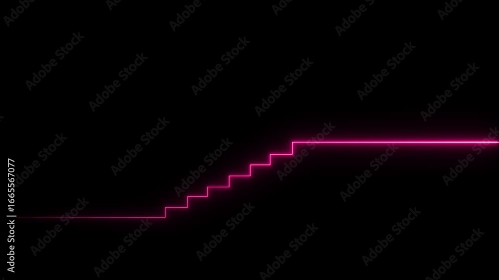 Poster glowing neon increase business graph arrow chart animation on black background.glowing neon up busin