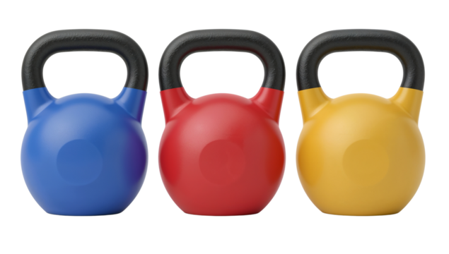 Vibrant Kettlebells Arrayed for Fitness Isolated on Transparent Canvas Fitness Theme - Powered by Adobe