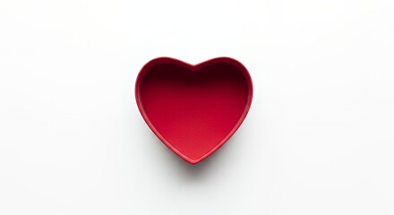 Red Heart-shaped Container Empty on White Background for Love and Romantic Concept