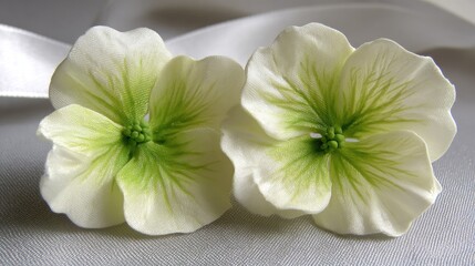 Naklejka premium Two delicate, pastel-colored flowers with intricate details.