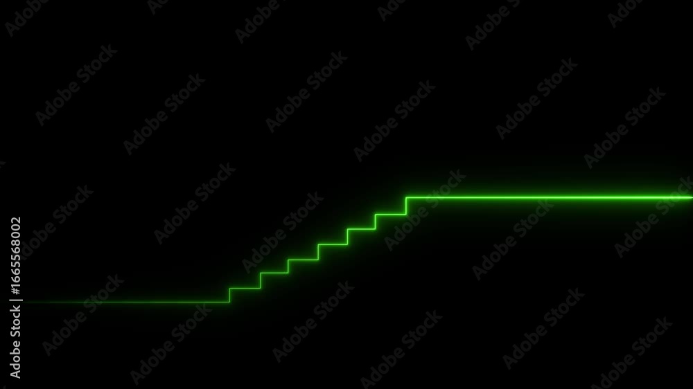 Poster glowing neon increase business graph arrow chart animation on black background.glowing neon up busin