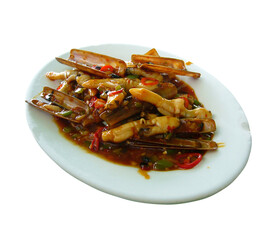 stir fried razor clams with black beans and pepper