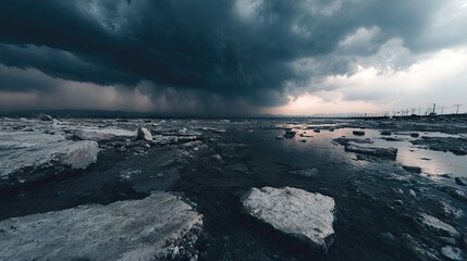 Approaching Storm Over Icy Waters