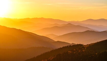 Obraz premium Golden Sunset Mountain Range. (1)