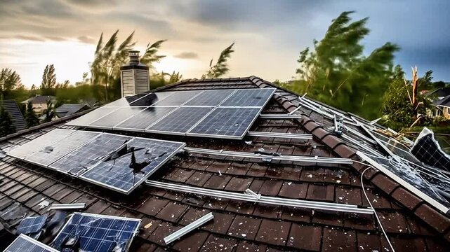 Solar panel damage from storm wind hail repair cost insurance claim renewable energy roof maintenance tips.