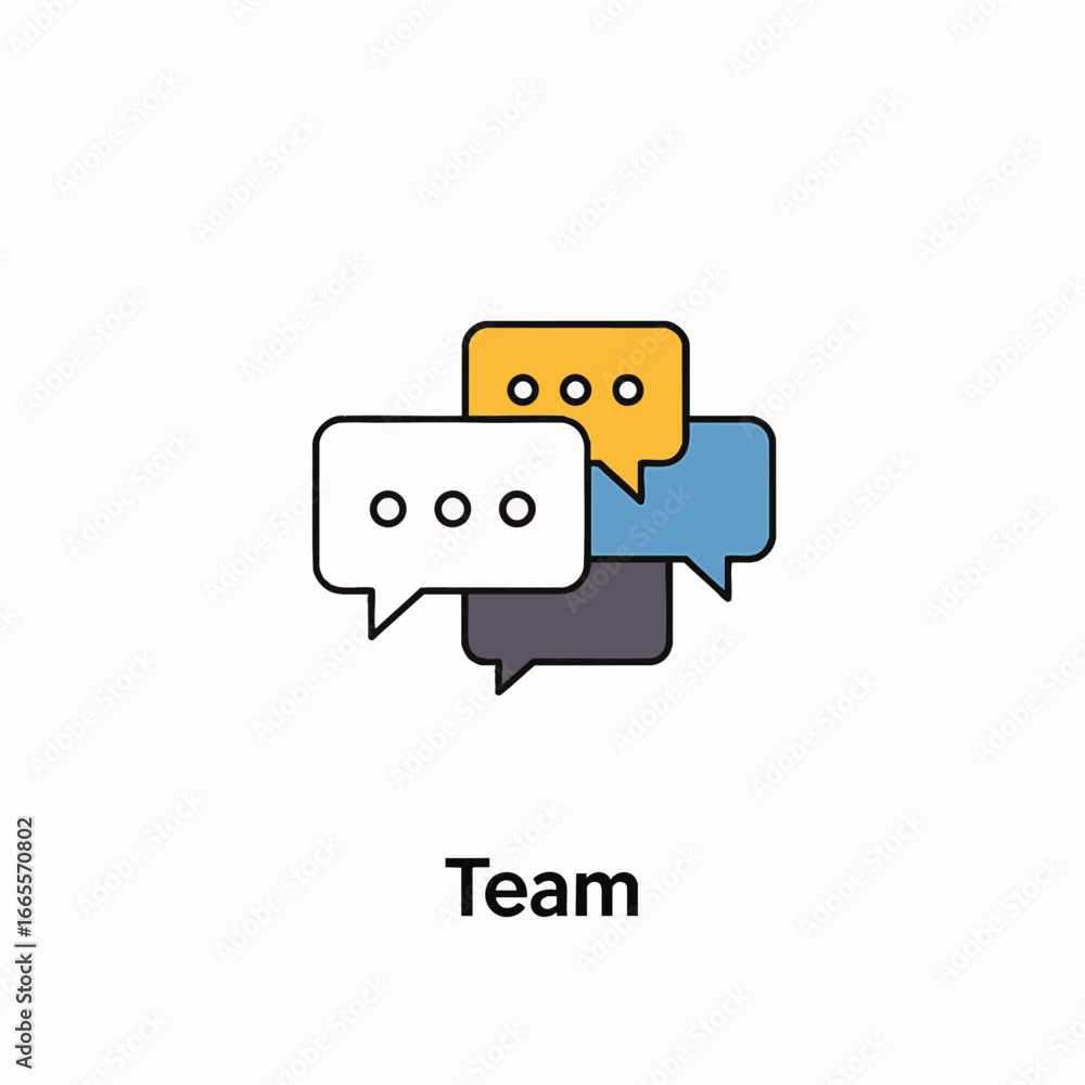 Poster modern vector illustration showcasing a cluster of colorful speech bubbles, symbolizing robust commu