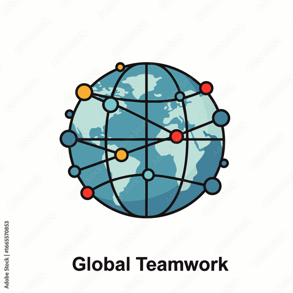 Poster this vibrant vector illustration portrays a global network with interconnected points, symbolizing w