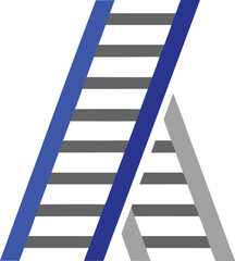Scalable vector illustration of a silver and blue worker ladder for construction and maintenance