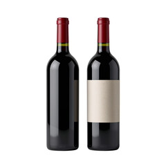 Elegant duo of red wine bottles showcasing classic design and refined presentation against a