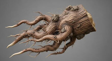 Fototapeta premium Abstract representation of intertwining roots with soil, showcasing earth's natural patterns and raw, organic textures