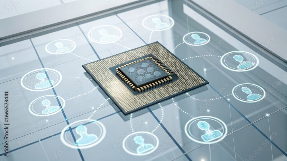 Poster advanced embedded processor chip in glass panel technology layout