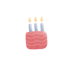 Pink birthday cake with candle illustration