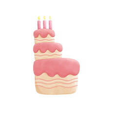 Pink birthday cake with candles illustration