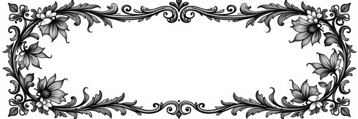 Intricate black & white floral frame, baroque style , victorian, pattern
