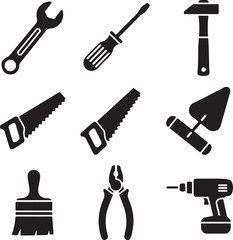 Vector art of collection of construction and repair tools