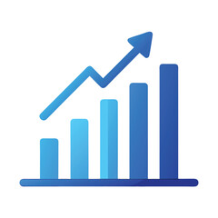 blue single arrow growing up chart graph bars line
