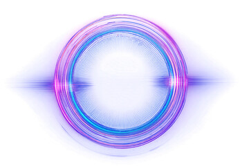 Neon purple vibrating circle on white or transparent background. gradient. sound and music effect. design element. flash of light.